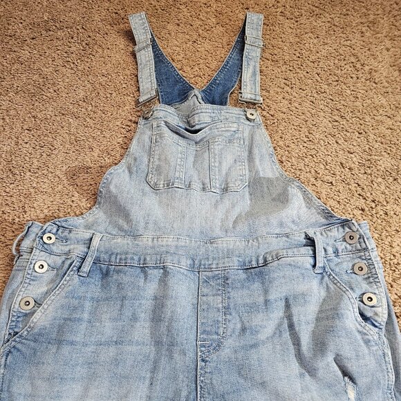 Torrid Denim Overalls Womens 16 Blue Distressed Stretch Jeans Adjustable EUC - Picture 8 of 9